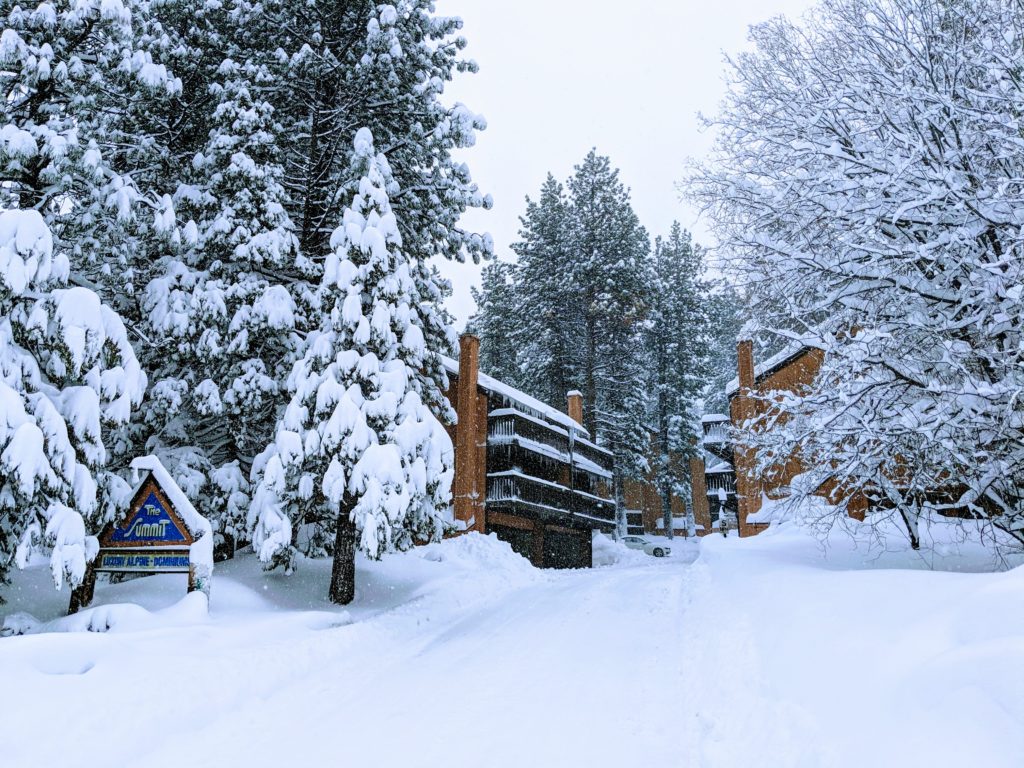 condo complex in the snow